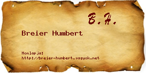 Breier Humbert névjegykártya